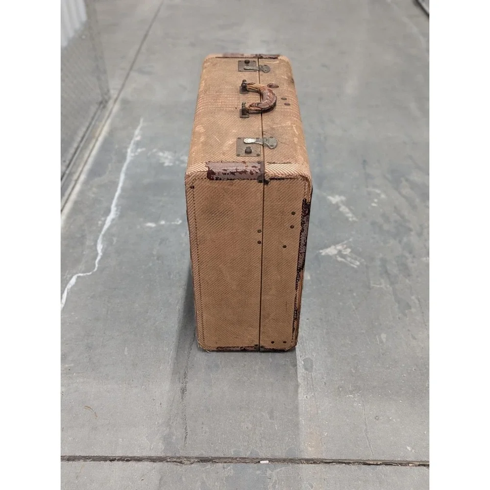 Vintage Cottagecore Tweed Train Case Luggage Old Money Vanity Suitcase